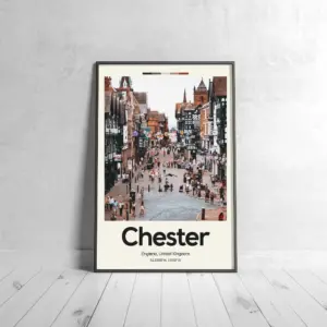 Chester Poster – Oil Painting Technique | United Kingdom Wall Art | & Printed Travel Prints | Animalistic Home Decor