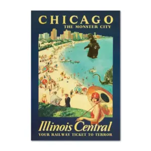 Chicago Lake Michigan 1929 Vintage Style Railroad Travel Poster | Classic Collection Art Print | For Gifts And Wall Art Decor