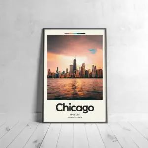 Chicago Poster – Oil Painting Technique | United States Wall Art | & Printed Travel Prints | Animalistic Home Decor