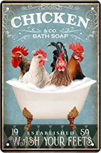 Chicken Bath Soap Wash Your Feets Funny Chicken Poster, Canvas