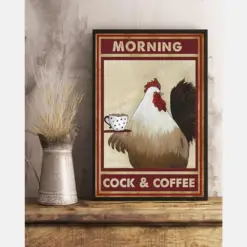 Chicken Morning Cock And Coffee Canvas Prints Farm Vintage Wall Art Gifts Vintage Home Wall Decor Canvas