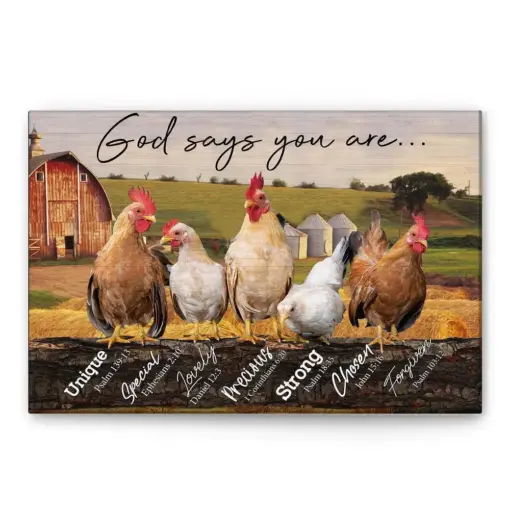 Chicken Poster & Canvas, God Says You Are Wall Art, Home Decor, Mother's Day, Father's Day, Birthday Gift For Farmer, Mom, Dad