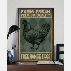 Chicken Poster Farm Fresh Premium Quality Frees Range Eggs Vintage Room Home Decor Wall Art Gifts Idea