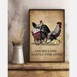 Chickens Canvas Prints And She Lived Happily Ever After Vintage Wall Art Gifts Vintage Home Wall Decor Canvas