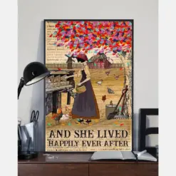 Chickens Farm Girl Canvas Prints And She Lived Happily Ever After Vintage Wall Art Gifts Vintage Home Wall Decor Canvas