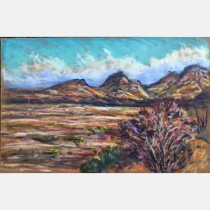 Chihuahua Desert Painting Pastel Texas Landscape Mountains Original Artwork Wall Art Big Bend National Park By Sofa Shaft