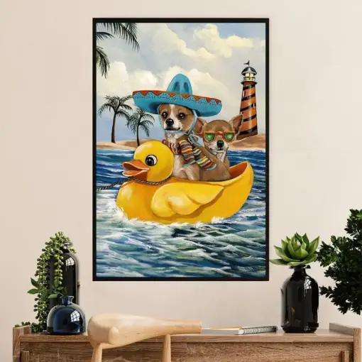 Chihuahua Poster Print | Dog In The Beach | Wall Art Gift For Chihuahua Lover, Mom Dad