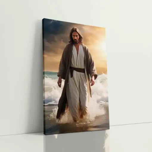 Christ Portrait Art - Jesus Canvas & Poster - Catholic Religious Decor - Miraculous Over Waters Art