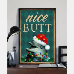 Christmas Dolphin Nice Butt Funny Poster Dolphins Loves Vintage Room Home Decor Wall Art Gifts Idea - Mostsuit