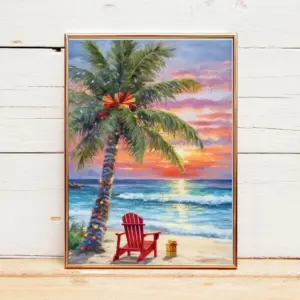 Christmas On The Beach Christmas Palm Tree Southern Christmas Christmas Wall Decor Holiday Decor Country Decor Framed