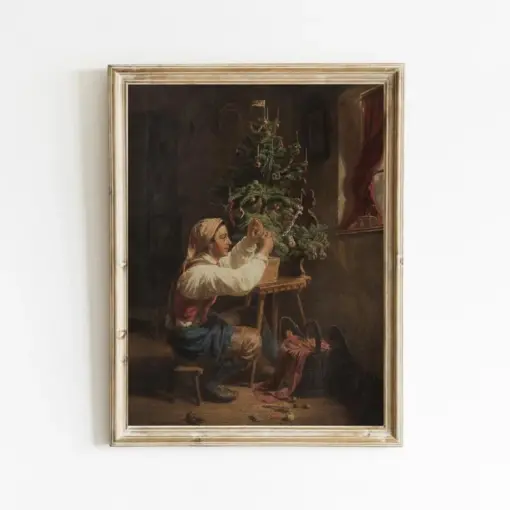 Christmas Tree Art Vintage Christmas Print Christmas Tree Decorations Holiday Wall Decor Vintage Reproduction Painting Downloadable Art