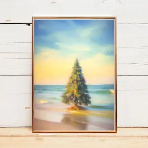 Christmas Tree At The Beach Print Christmas Wall Decor Holiday Decor Country Decor Western Home Decor Framed