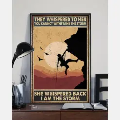 Climbing Hiking Girl Poster I Am The Storm Vintage Room Home Decor Wall Art Gifts Idea