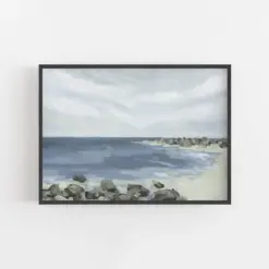 Coastal Painting Seashore View Scene Modern Seascape Beach House Large Statement Living Room Wall Art | The Haven - Art Print Or Canvas