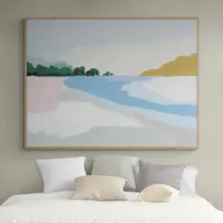 Coastal Pastel Tone Beach Chalet Artwork Minimalist Hotel Beach Inspired Suite Wall Art Coastal Themed Office Relaxing Decor