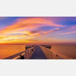 Coastal Sunrise Gulf Coast Pier Gulf Beach Bay It Louis Ocean Scene Canvas Seaside Wall Art Beach Pier Scene Canvas