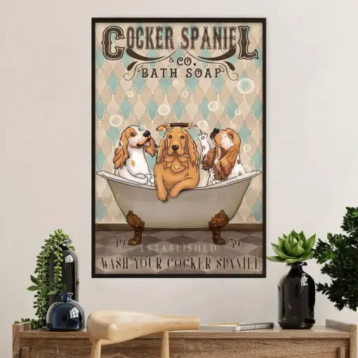 Cocker Spaniel Dog Poster | Dog Bath Soap | Wall Art Gift For Cocker Spaniel Puppies Lover