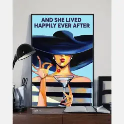 Cocktail Canvas Prints And She Lived Happily Ever After Vintage Wall Art Gifts Vintage Home Wall Decor Canvas