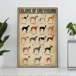 Colors Of Greyhound Vintage Poster Greyhound Lover Gift Greyhound Wall Art Vintage Knowledge Poster Home Wall Art Education Wall Decor