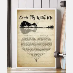 Come Flys With Me Song Lyrics Guitar Heart Vintage Portrait