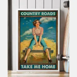 Country Living Poster Country Roads Take Me Home Vintage Room Home Decor Wall Art Gifts Idea