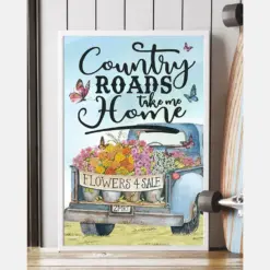 Country Roads Take Me Home Canvas Prints Vintage Wall Art Gifts Vintage Home Wall Decor Canvas