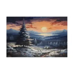 Country Vista Sunset Winter Illustration Jigsaw Puzzle Great For One Groups Or Family Activity Gift For Patients Keep Your Mind Sharp