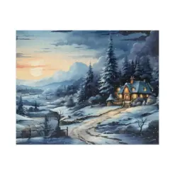 Country Vista Winter Illustration Jigsaw Puzzle Great For One Groups Or Family Activity Gift For Patients Keep Your Mind Sharp