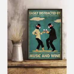 Couple Dance Easily Distracted By Music And Wine Poster Vintage Room Home Decor Wall Art Gifts Idea