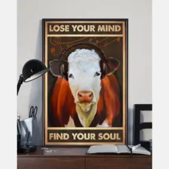 Cow Canvas Prints Lose Your Mind Find Your Soul Vintage Wall Art Gifts Vintage Home Wall Decor Canvas