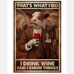 Cow Cattle Drink Wine Canvas Prints That'S What I Do Vintage Wall Art Gifts Vintage Home Wall Decor Canvas