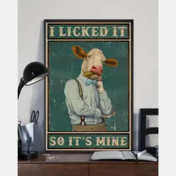 Cow I Licked It So It'S Mine Canvas Prints Vintage Wall Art Gifts Vintage Home Wall Decor Canvas