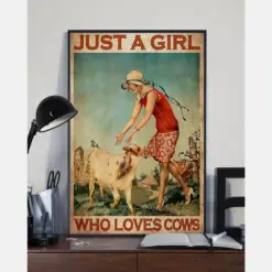 Cow Loves Poster Just A Girl Who Loves Cows Vintage Room Home Decor Wall Art Gifts Idea