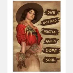 Cowgirl She Got Mad Hustle Vintage Text