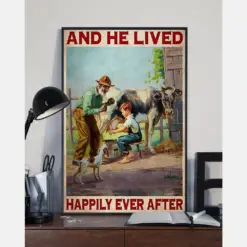 Cows Canvas Prints And He Lived Happily Ever After Farmer Vintage Wall Art Gifts Vintage Home Wall Decor Canvas