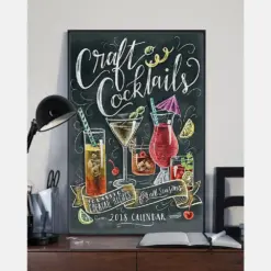 Craft Cocktails Poster Classic Cocktail Recipes For All Seasons Vintage Room Home Decor Wall Art Gifts Idea