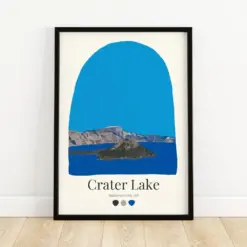 Crater Lake National Park - Aesthetic Travel Poster Home Decor Nature Gift Cute Wilderness Art Cozy Minimalist Print Pastel