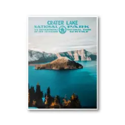 Crater Lake National Park Poster | National Park Poster | National Park Print | Vintage Poster | Wall Art | Home Decor