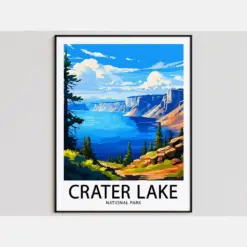 Crater Lake Travel Poster Crater Lake Print National Park Art Print Crater Lake Gift Crater Lake Wall Art Crater Lake Artwork