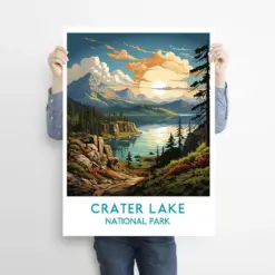 Crater Lake Travel Print Wall Art Crater Lake Wall Hanging Home Decor Crater Lake Gift Art Lovers National Park Art Poster