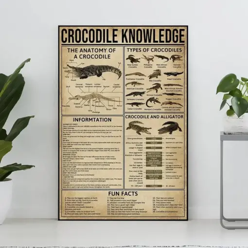 Crocodile Knowledge Poster Crocodile Lover Gift All About Crocodile Knowledge Poster Knowledge Art Home Decor Education Wall Decor