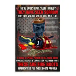 Custom Firefighter Helmet Poster - These Boots Have Seen Tragedy - Poster & Canvas