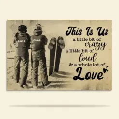 Custom Skiing Couple's Name Poster - This Is Us Crazy Loud Love - Vintage - Poster & Canvas