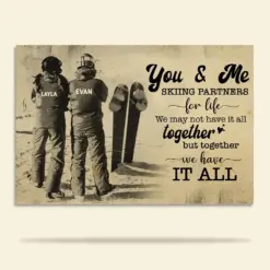 Custom Skiing Couple's Name Poster - Together We Have It All - Vintage - Poster & Canvas