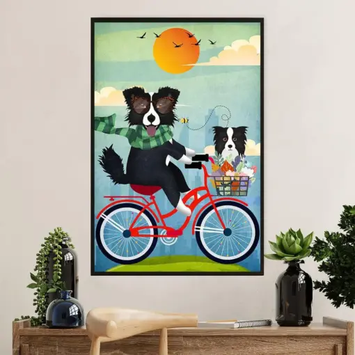 Cute Border Collie Dog Canvas Wall Art Prints | Collies Hang Out | Gift For Merle Collie Lover