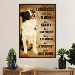 Cute Border Collie Dog Canvas Wall Art Prints | He Is Sanity | Gift For Merle Collie Lover