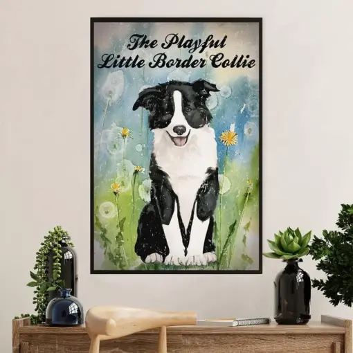 Cute Border Collie Dog Canvas Wall Art Prints | Little Collie | Gift For Merle Collie Lover