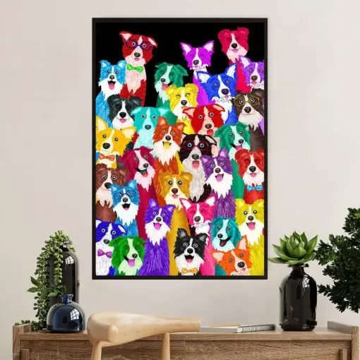 Cute Border Collie Dog Canvas Wall Art Prints | Multi Border Collies | Gift For Merle Collie Lover