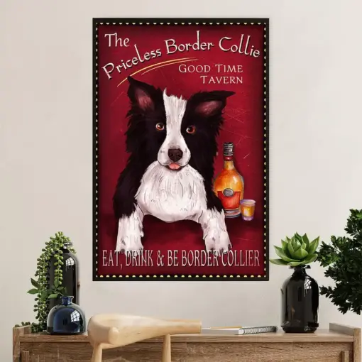 Cute Border Collie Dog Poster Prints | Priceless Border Collie | Wall Art Gift For Puppies Merle Collie Lover