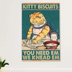 Cute Cat Canvas Prints | Kitty Biscuit - Baking Cat | Wall Art Gift For Cat Kitties Lover